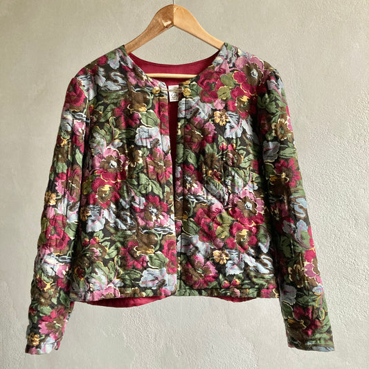 Vintage Womens Quilted Floral Jacket Size 38