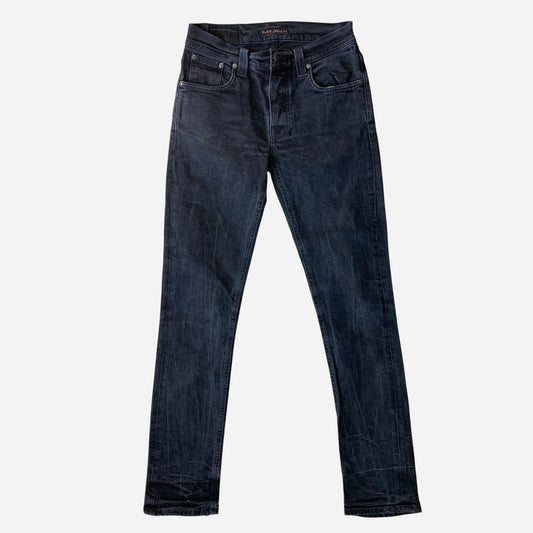 Nudie Jeans Meeste Grim Tim Mustad Teksad Suurus W31/L32 