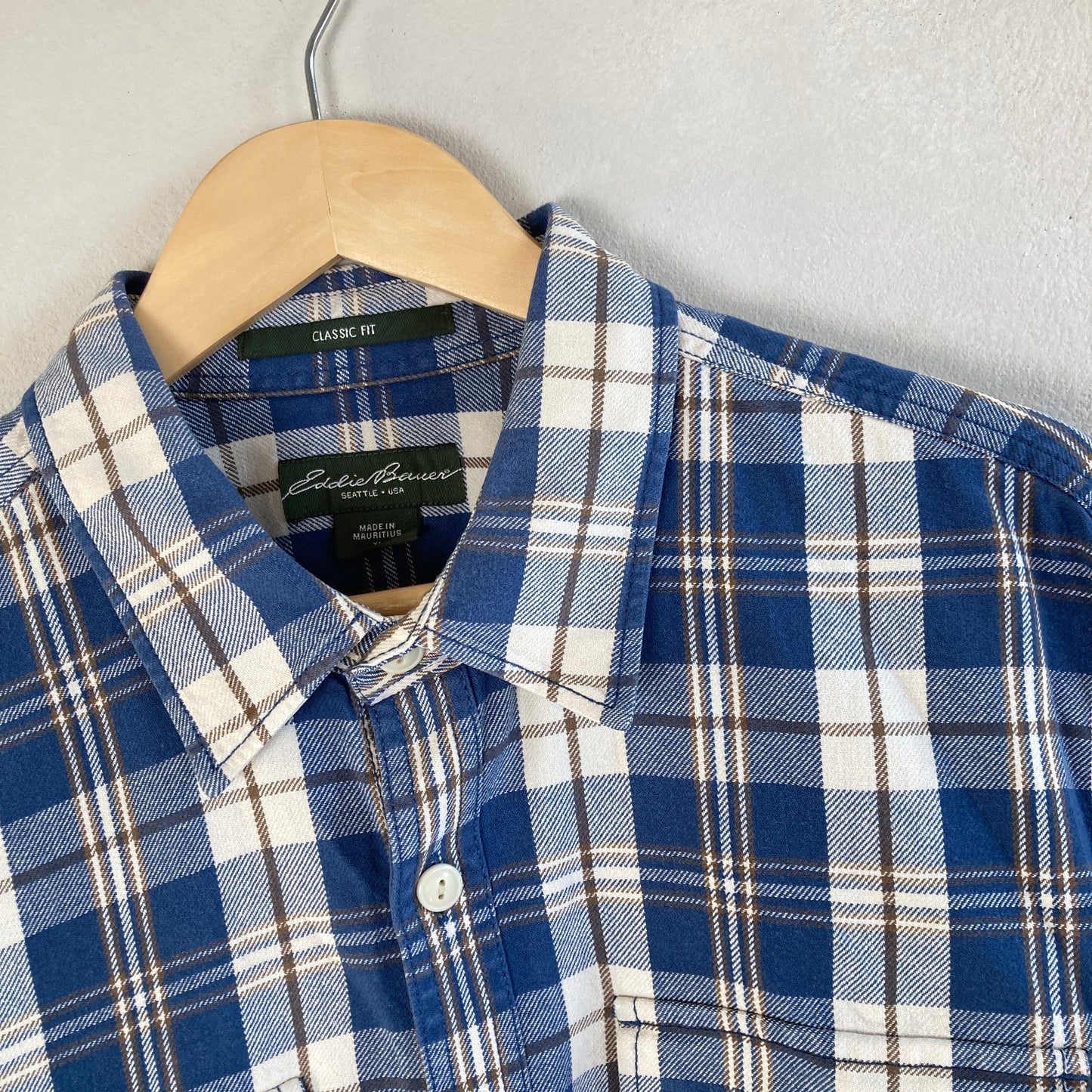 Eddie Bauer Mens Cotton Check Shirt Size XL