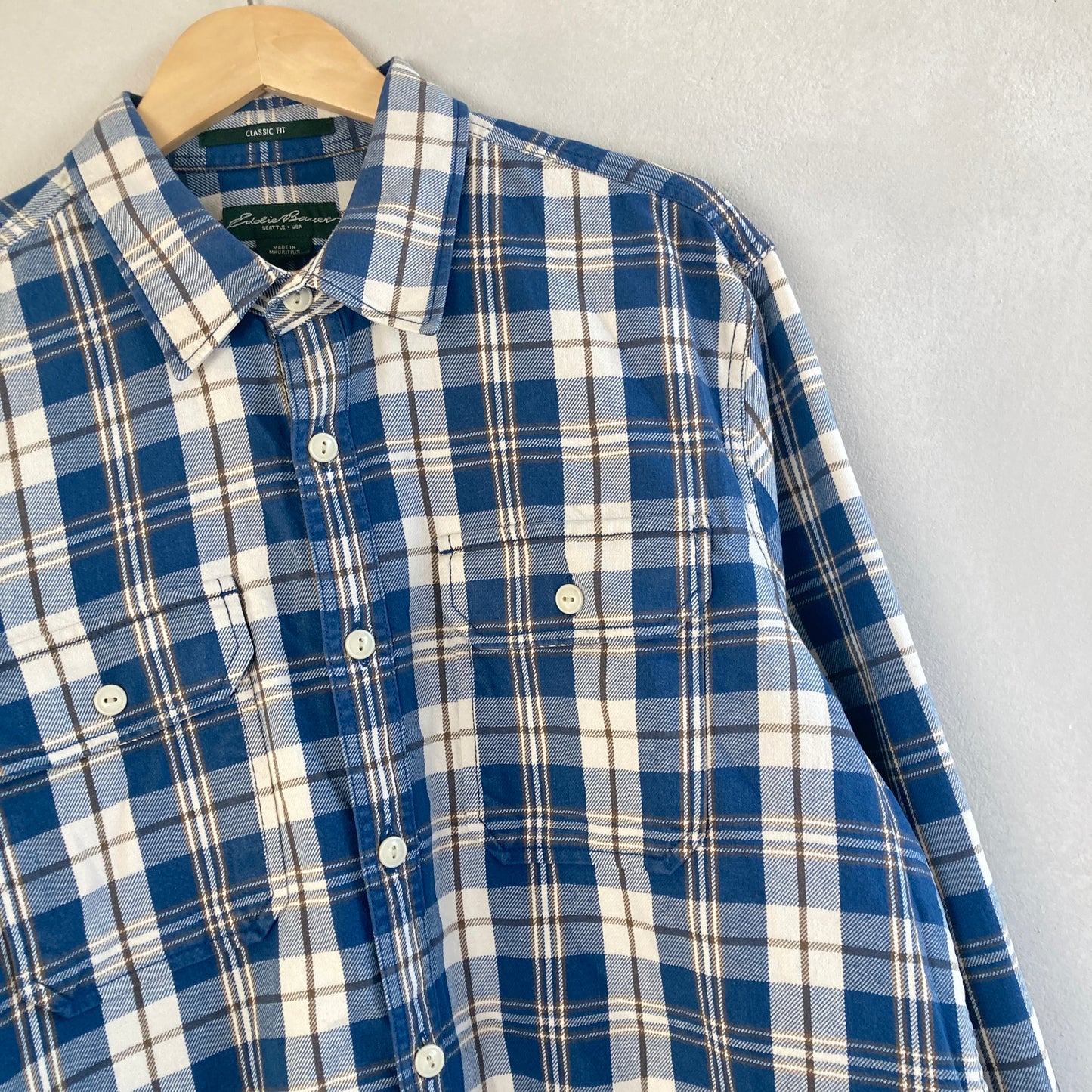 Eddie Bauer Mens Cotton Check Shirt Size XL