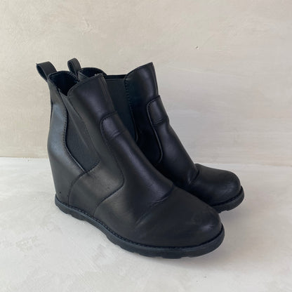 Ladies Black Wedge Heel Boots Size 41