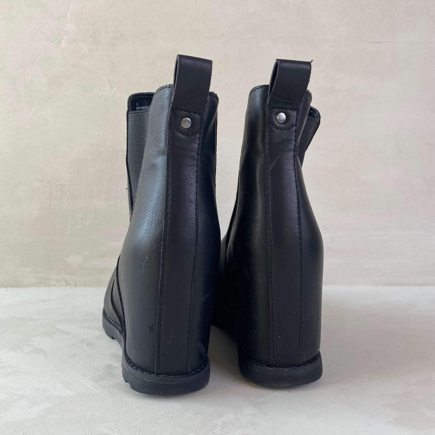 Ladies Black Wedge Heel Boots Size 41