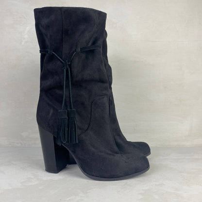 Ladies Black Heel Boots Size 38