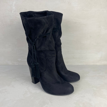 Ladies Black Heel Boots Size 38