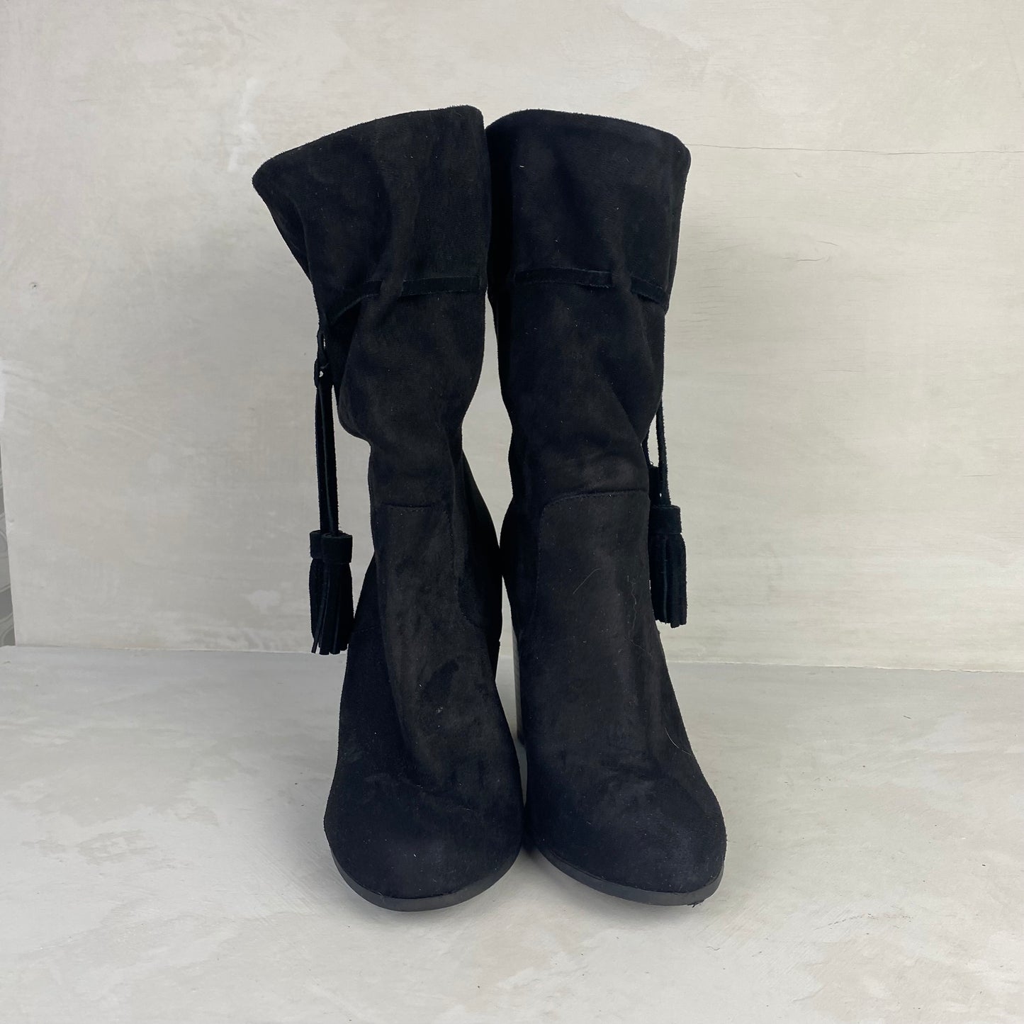 Ladies Black Heel Boots Size 38