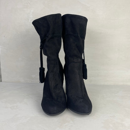 Ladies Black Heel Boots Size 38