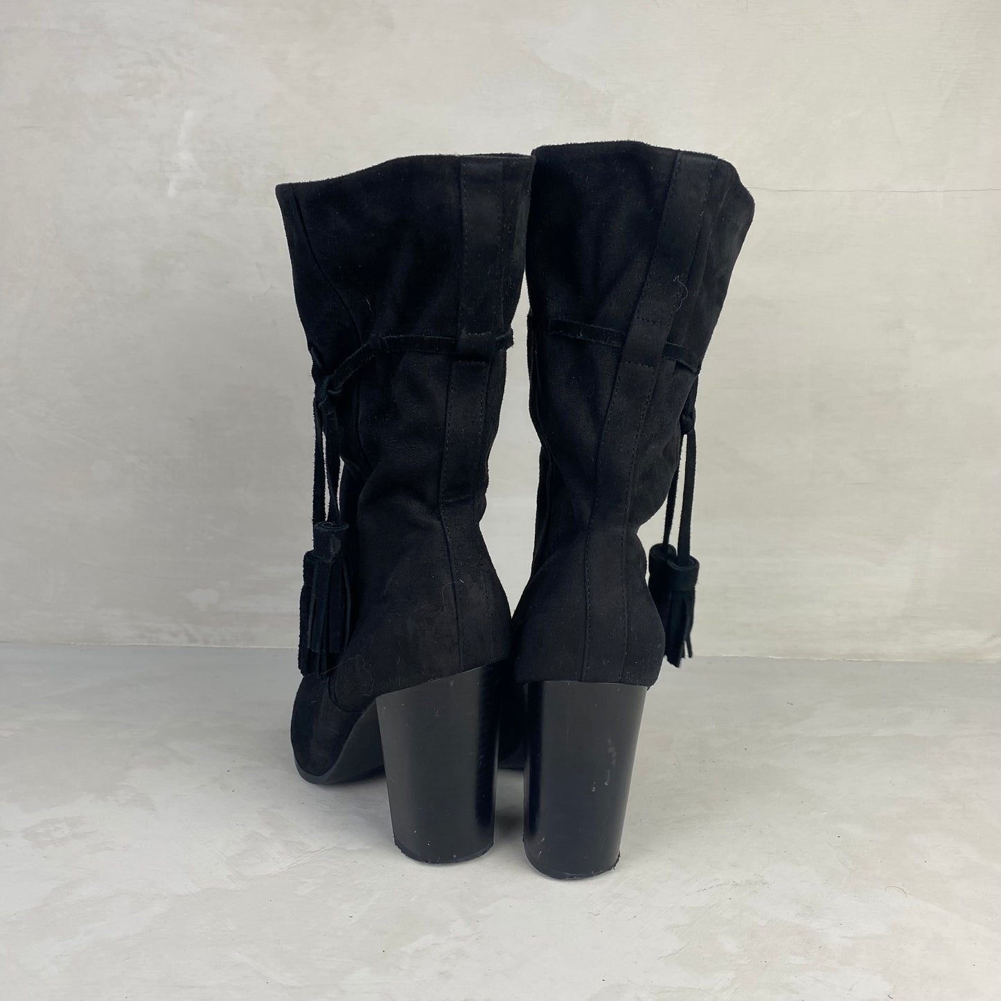 Ladies Black Heel Boots Size 38