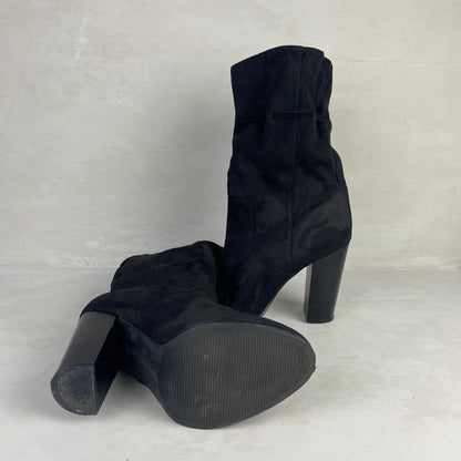 Ladies Black Heel Boots Size 38