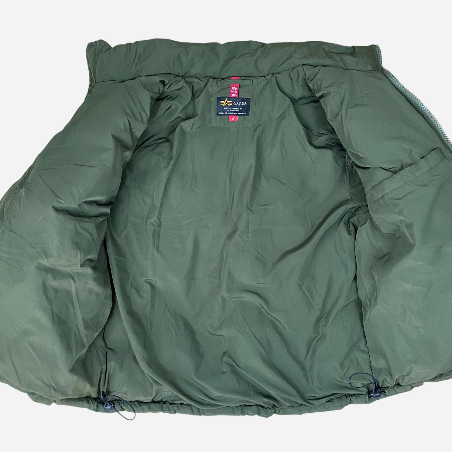 Alpha Industries Meeste Khaki Roheline Puffer Jope Suurus M