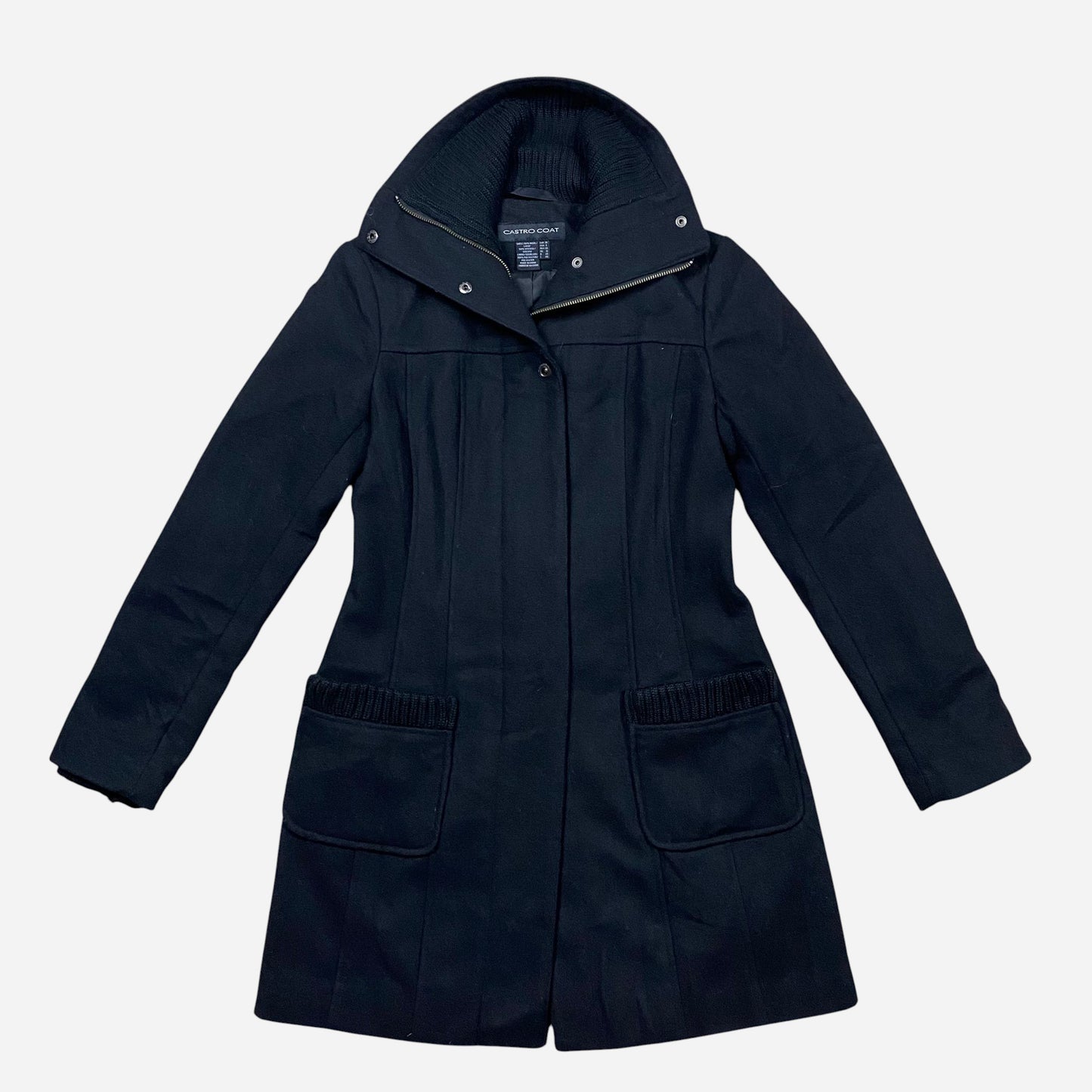 CASTRO COAT Women's Black Coat Size 38