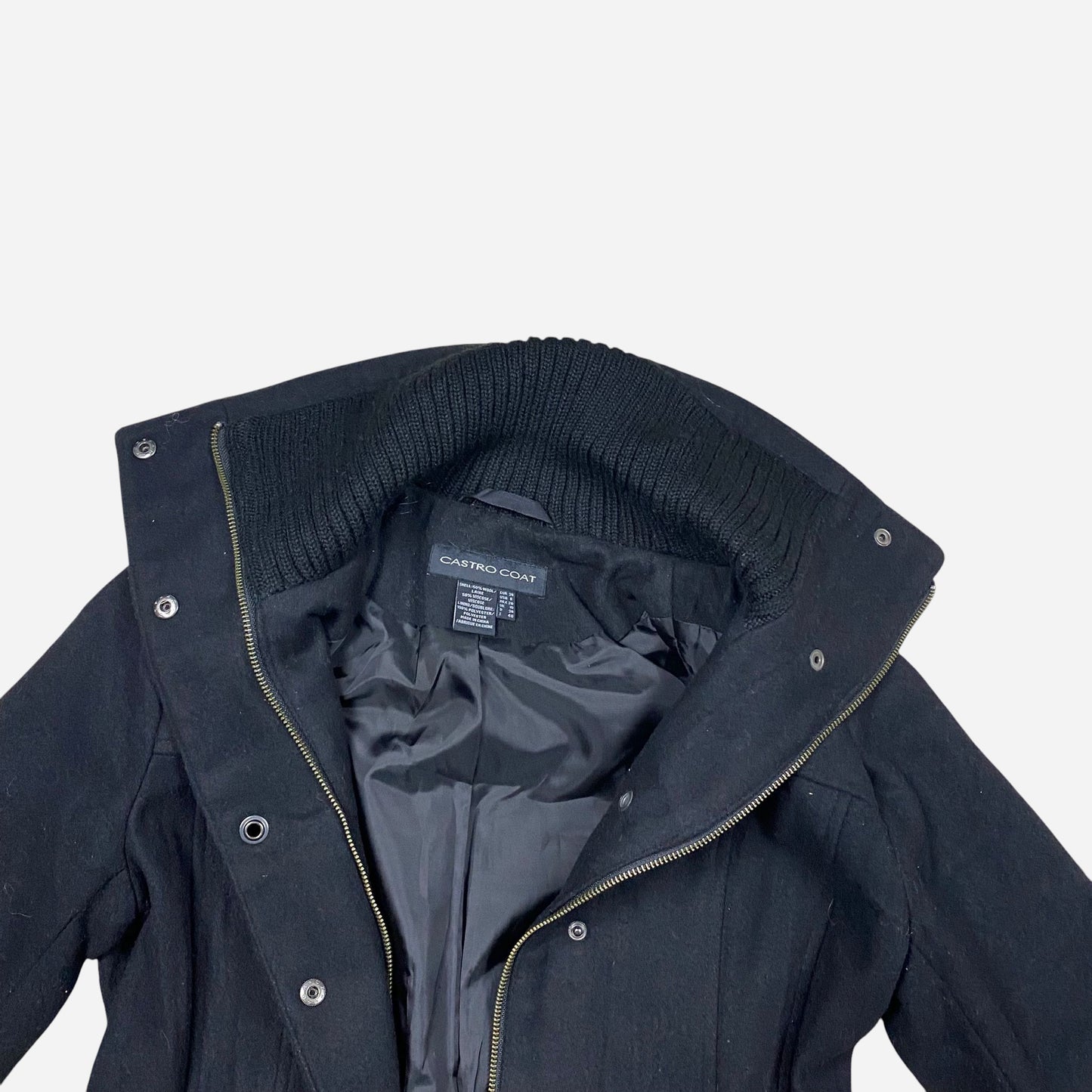 CASTRO COAT Women's Black Coat Size 38