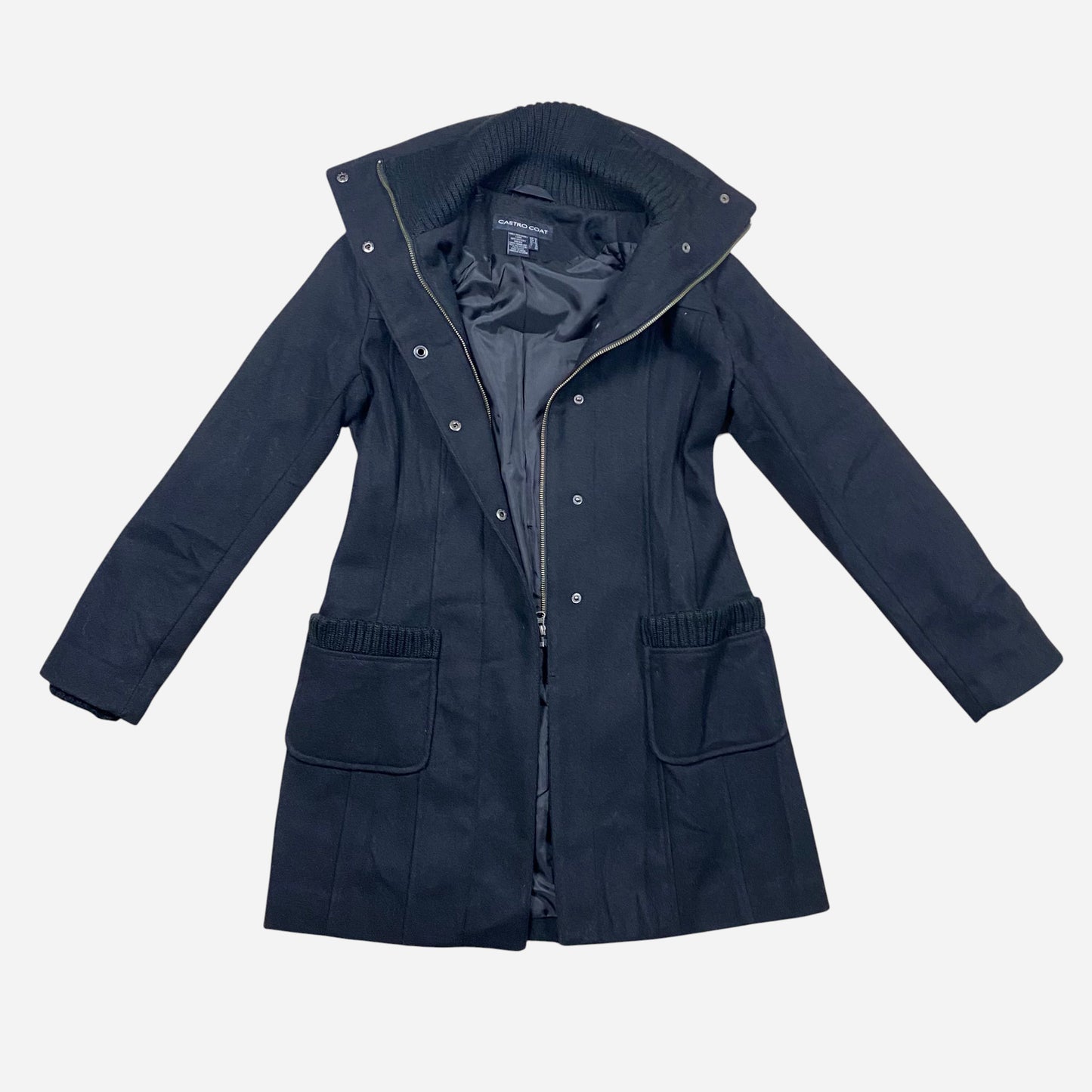 CASTRO COAT Women's Black Coat Size 38