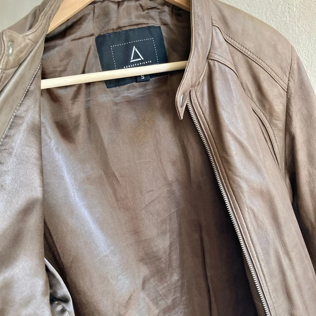 Serge Pariente Mens Biker Style Leather Jacket Size S