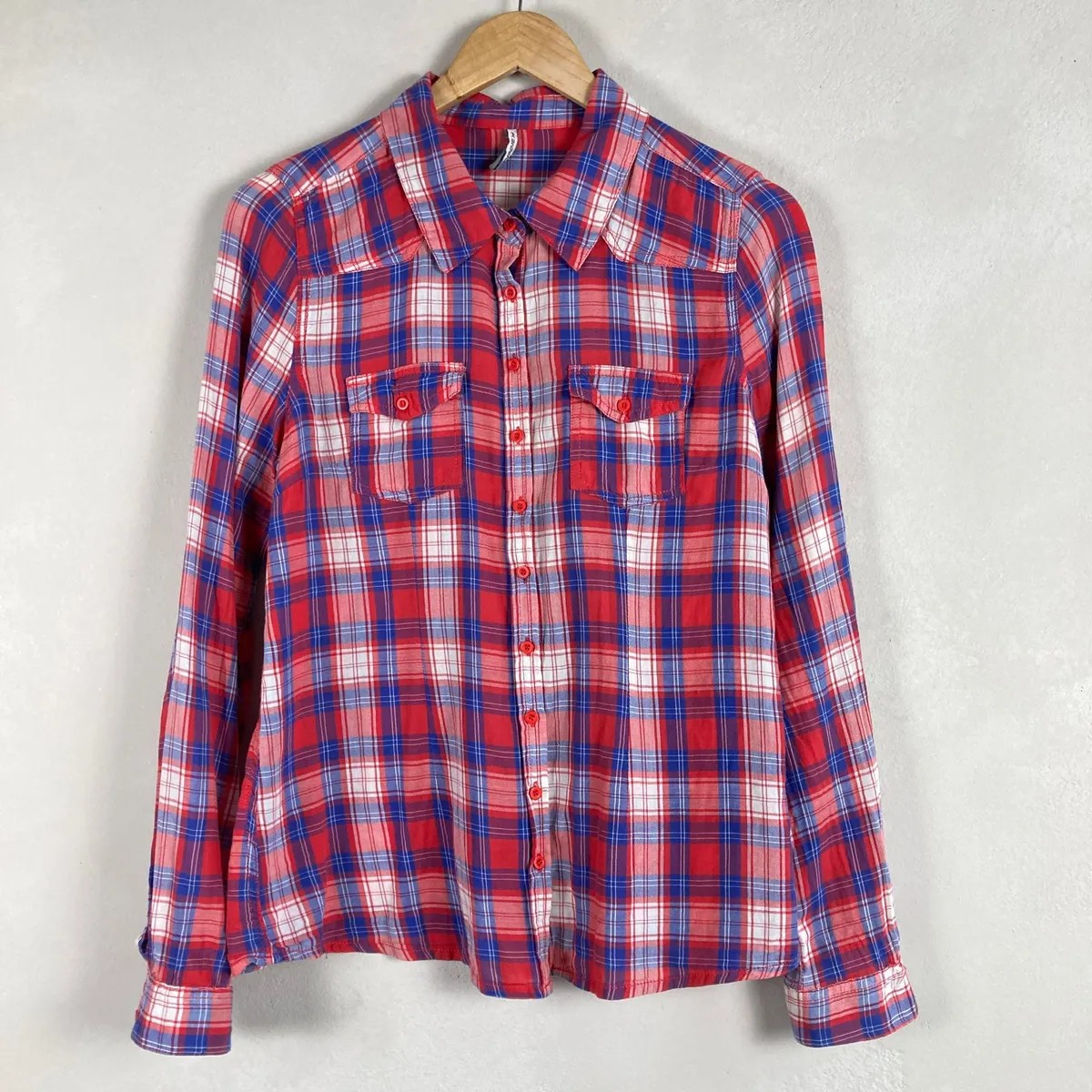 Fishbone Womens Check Shirt Size L